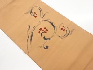 手織り紬唐草模様刺繍名古屋帯